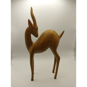 Tribal Hand Carved 12" Gazelle Antelope Wood Figurine Sculpture from Kenya EUC